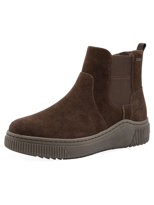 Tamaris Comfort Women’s Winter Boots Flat Leather Water-Repellent, Mocca, 5 UK