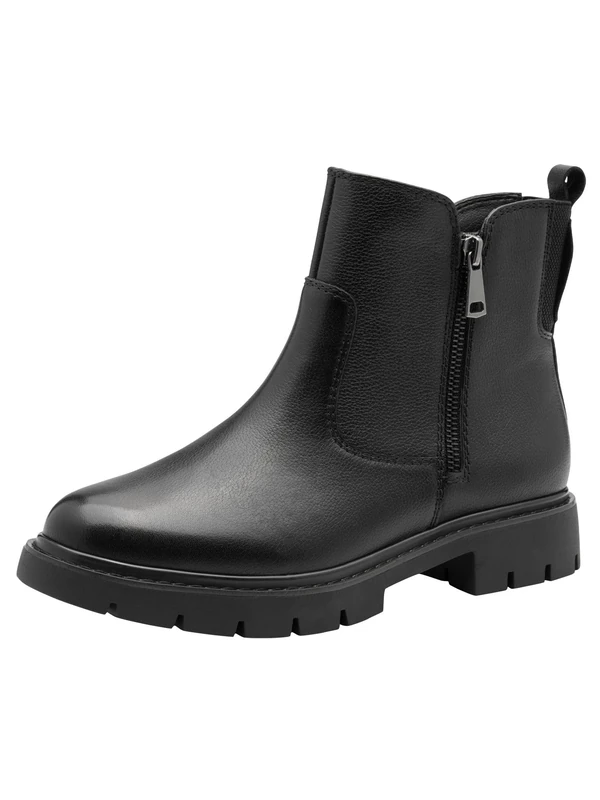 Tamaris Comfort Women’s Leather Ankle Boots with Zip, Black, 3,5 UK