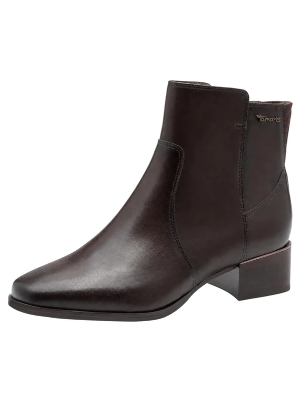 Tamaris Comfort Women’s Leather Ankle Boots Low Heel, Espresso, 5 UK - Image 1