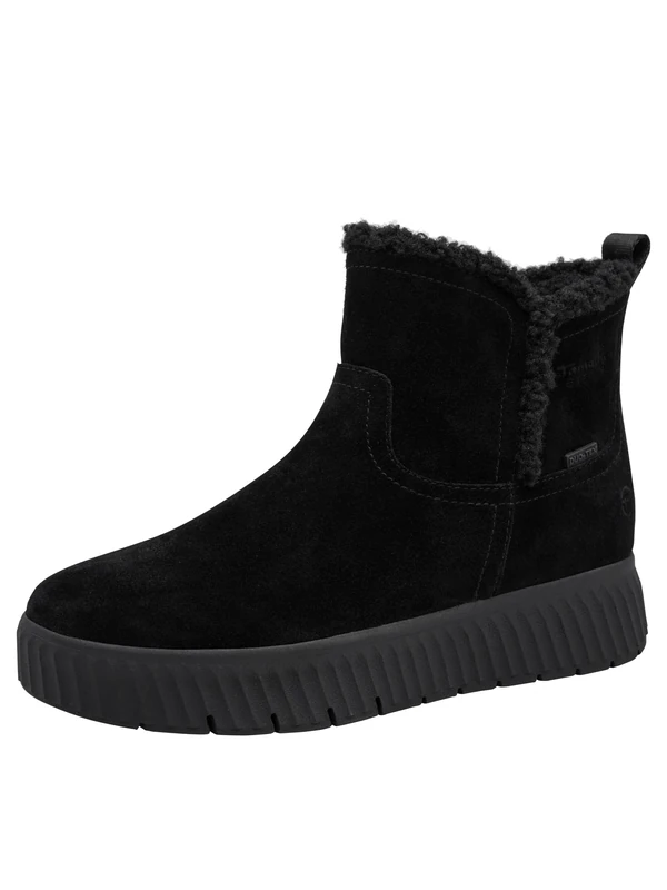 Tamaris Comfort Women’s Step-In Leather Ankle Boots Lined, Black, 6 UK