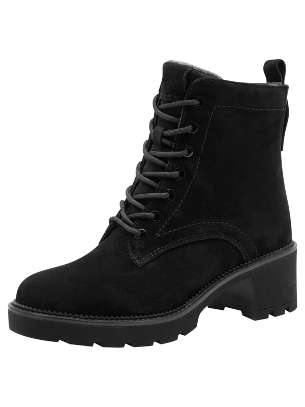 Tamaris Comfort Women’s Lace-Up Ankle Boots with Block Heel, Black, 3,5 UK