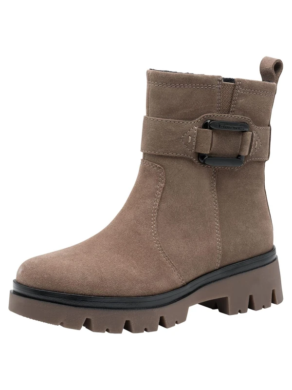 Tamaris Comfort Women’s Leather Ankle Boots with Zip, Pepper Suede, 5 UK