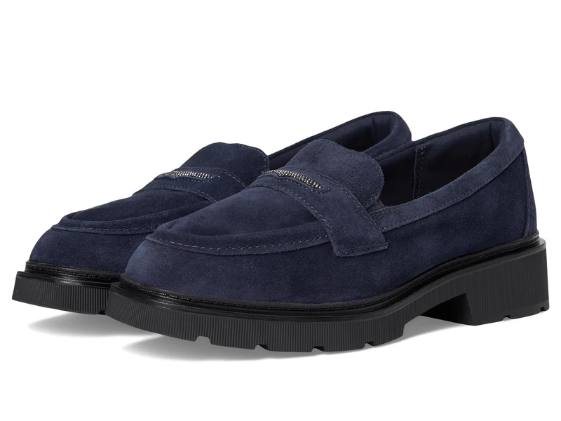 Clarks Women's Lauryl Step Loafer, Navy Suede, 5.5 UK