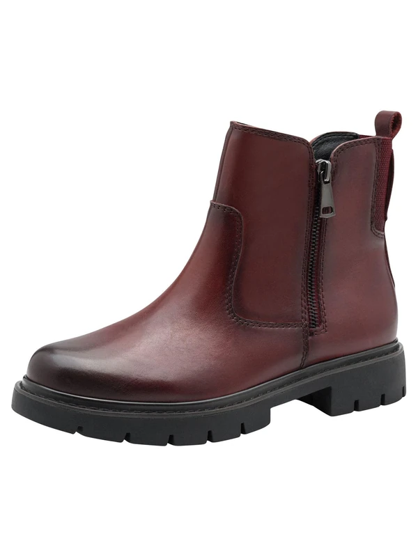 Tamaris Comfort Women’s Leather Ankle Boots with Zip, Bordeaux, 4 UK