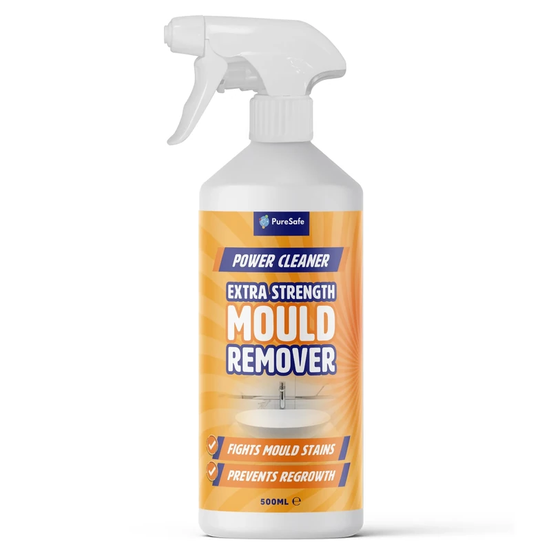 PureSafe 500ml Mould Remover Spray Extra Strength Powerful, Fast-Acting Anti-Mould Cleaner for Walls, Tiles, and Seals Long-Lasting Black Mould and Mildew Stain Removal, Easy to Use