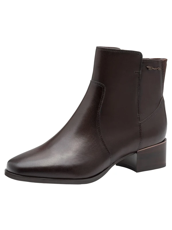 Tamaris Comfort Women’s Leather Ankle Boots Low Heel, Espresso, 4 UK