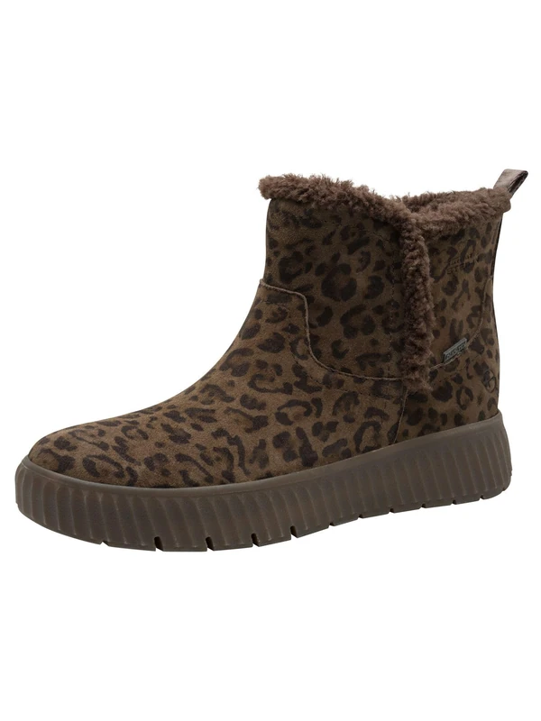 Tamaris Comfort Women’s Step-In Leather Ankle Boots Lined, Dark Leopard, 3,5 UK
