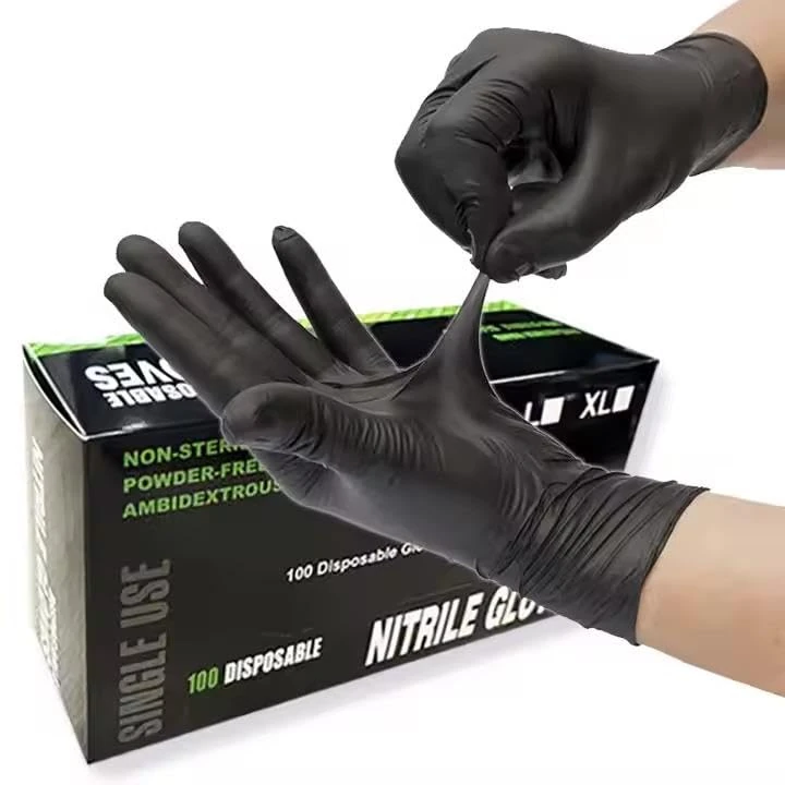 Ruiyang Box of 100 x Black Small Disposable Nitrile Gloves For Examination, Medical, Industrial, Hair, Beauty, Food, Janitorial and others - Powder Free, Latex Free (Black, Small)