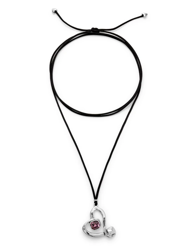 UNO DE 50 Colgante of Cordon Efecto Silk and Corazon of Aleacion of Metal Plated in Silver of Sterling with Lens Pink Mín Longitud: 1,5