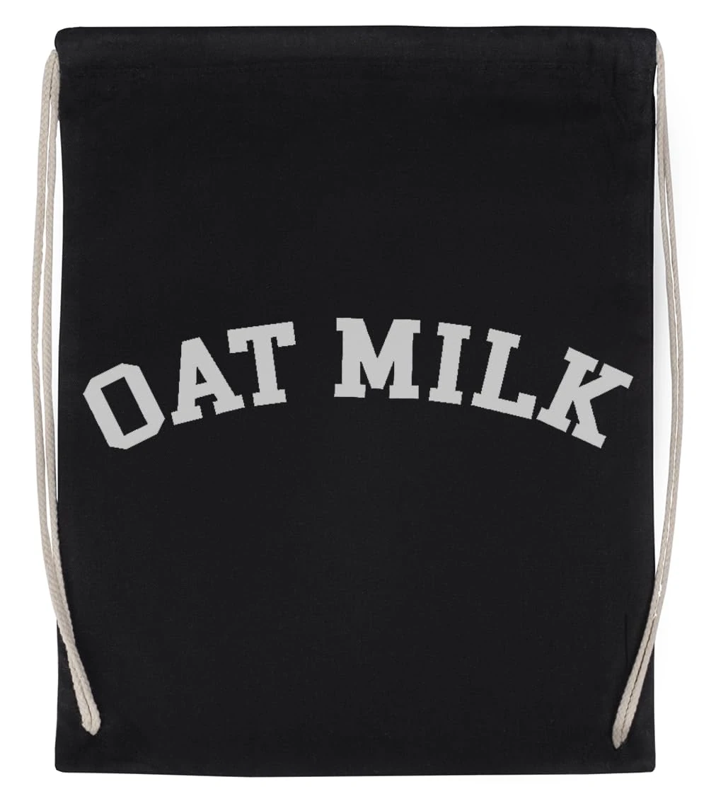 Jinbetee Oat Milk Urban Outfitters Aesthetic Reusable Cotton Sports Bag Black