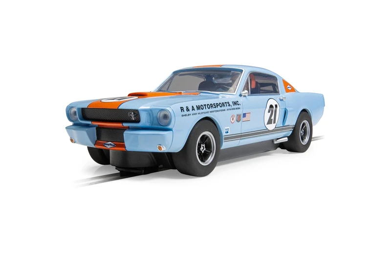 Scalextric C4570 Shelby GT350 - Gulf Edition Toy Slot Car for use with Race Tracks or Set - Small Kids Gift Ideas for Boy/Girl Ages 3 Accessories, Blue/Orange, Heartbreaker
