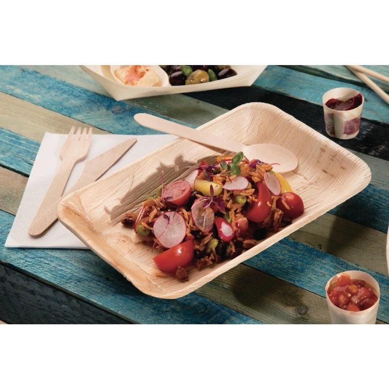 Fiesta Compostable Palm Leaf Plates Rectangular, 250x160mm (Pack 100)
