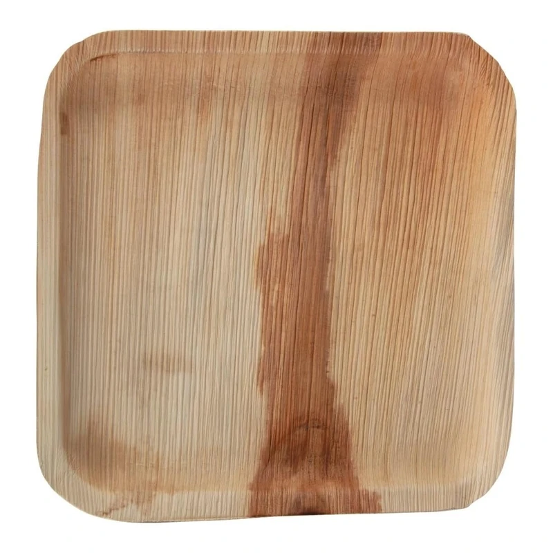 Fiesta Compostable Palm Leaf Plates Square, 250x250mm (Pack 100), Brown
