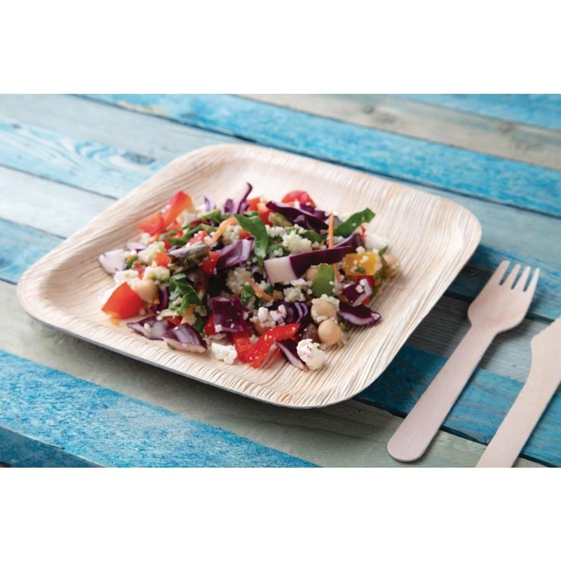Fiesta Compostable Palm Leaf Plates Square, 200x200mm (Pack 100) - Image 1