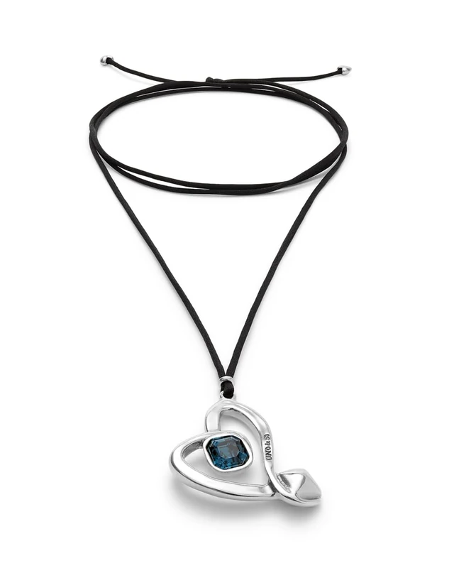 UNO DE 50 Colgante of Cordon Efecto Silk and Corazon of Aleacion of Metal Plated in Silver of Sterling with Lens Axzul- Mín Longitud: 1,5 - Image 1