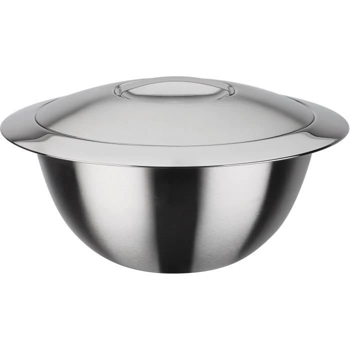GSW Serving Thermal Bowl - High Quality Serving Bowl with Lid, 5 Litre Volume, Double-Walled Insulation, Hot and Cold - 26 cm Diameter, Stainless Steel, Silver