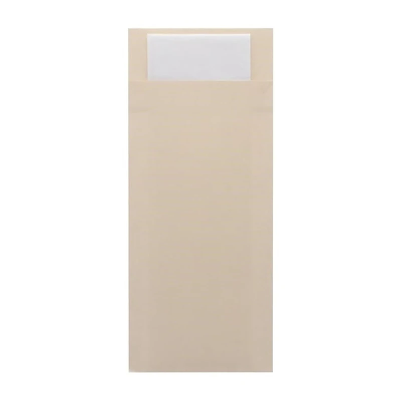 Europochette Classic Sized Cream Cutlery Pouch White 2ply Napkin (Pack 500)