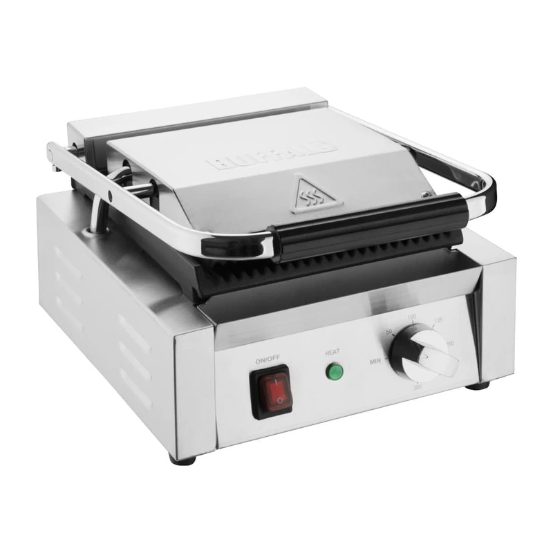 Buffalo Bistro Single Contact Grill Ribbed/Ribbed Plate