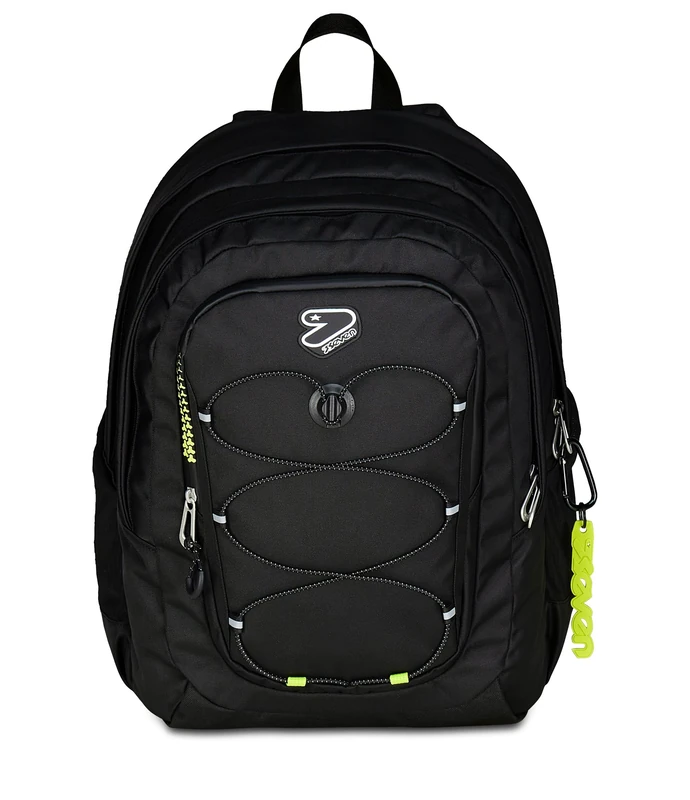 Seven Tech Line School Backpack, Black, Double Compartment, 29 L, Middle and High School, Boy Backpack and Girl Backpack