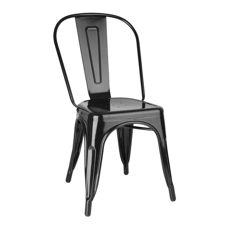 Bolero Bistro Steel Side Chairs Black (4 pack) - Indoor Outdoor Garden, Events, Wedding Chairs FW508