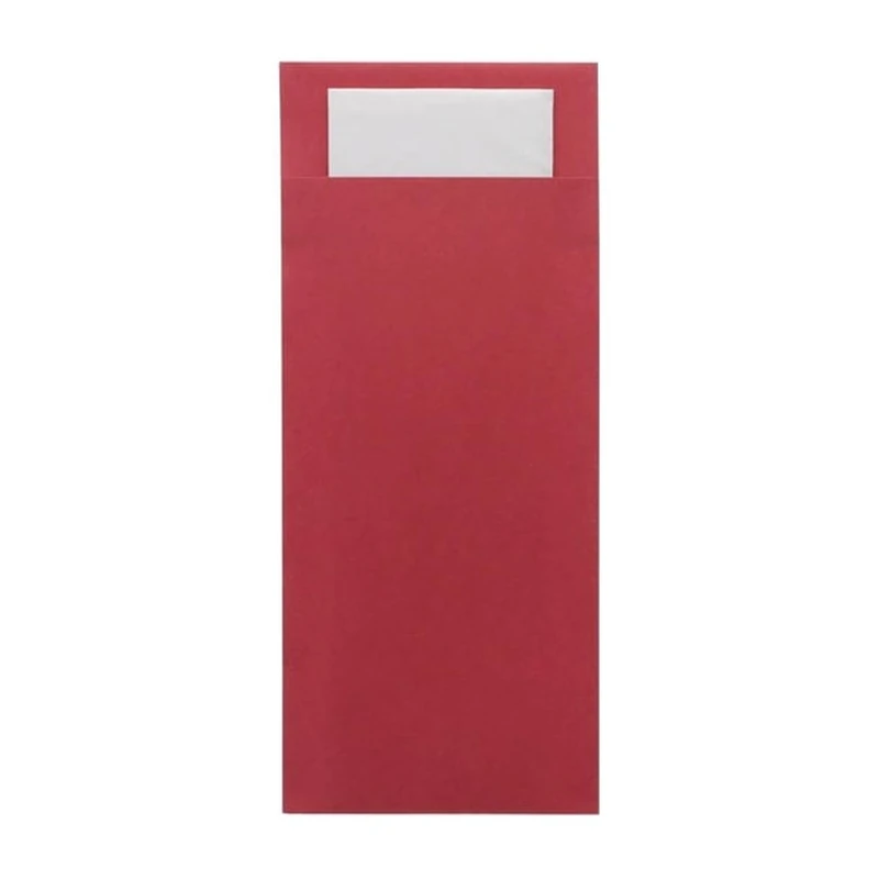 Europochette Classic Sized Beet Cutlery Pouch White 2ply Napkin (Pack 500)