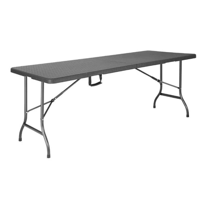 Bolero Rattan Rectangular Centre Folding Table Black 6ft - Indoor Outdoor Table for Buffets, Weddings and Events GR770