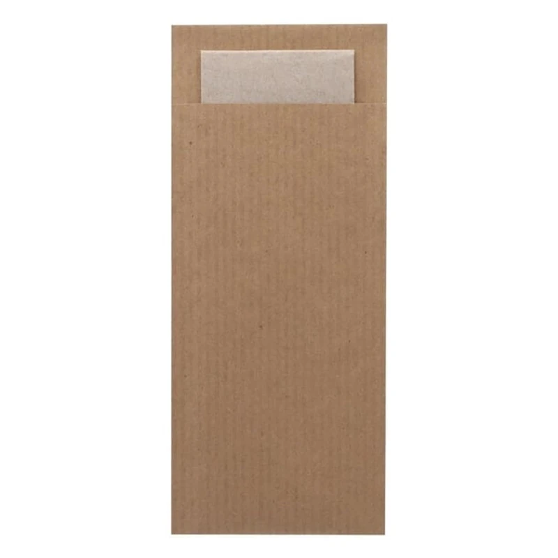Europochette Classic Size Kraft Brown Cutlery Pouch Kraft 2ply Napkin (Pack 500)