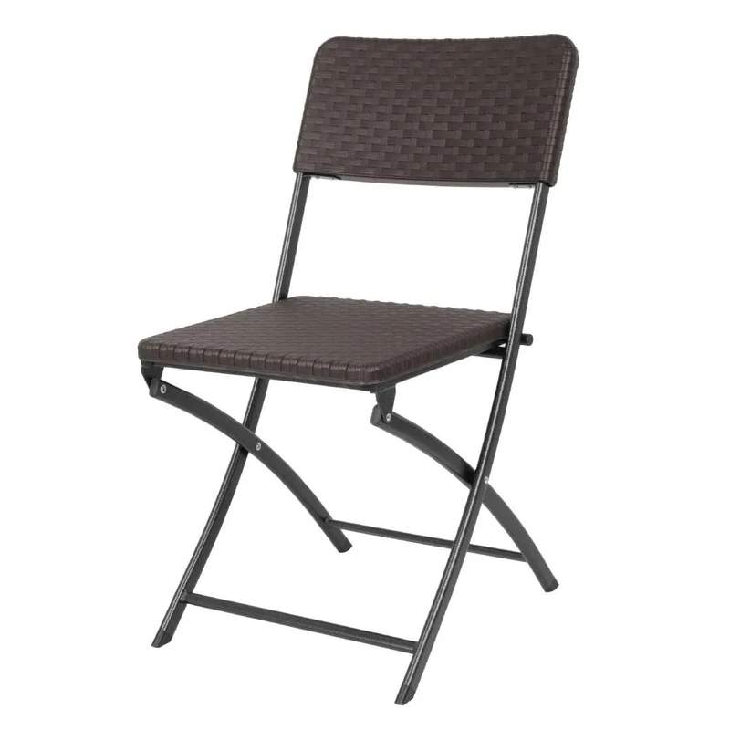 Bolero Rattan Folding Chairs Brown (2 pack) - Indoor Outdoor Garden, Events, Patio Chairs HS558