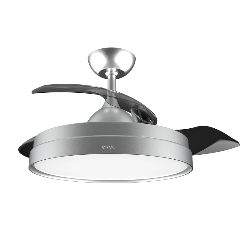 EVVO Ceiling Fan with Rechargeable Blades and Light, Ø107cm, 3 Blades, DC 40W Motor, 6 Speeds, Timer up to 4h, Winter-Summer Function, IP44 Protection (Metal)