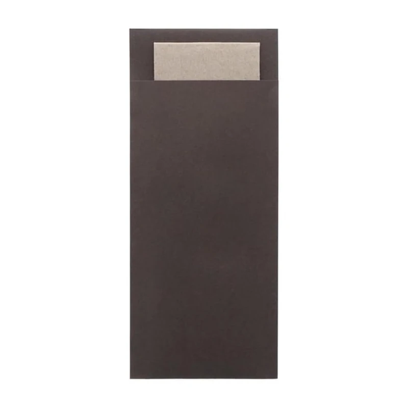 Europochette Classic Sized Chocolate Cutlery Pouch Kraft 2ply Napkin (Pack 500)