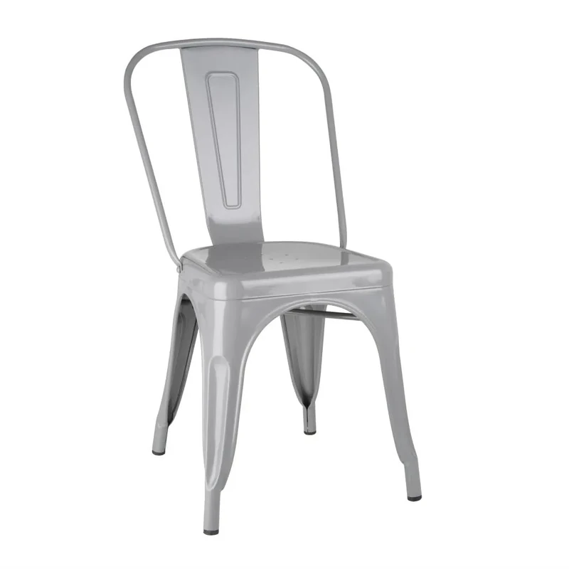 Bolero Bistro Steel Side Chairs Grey (4 pack) - Indoor Outdoor Garden, Events, Wedding Chairs FW509