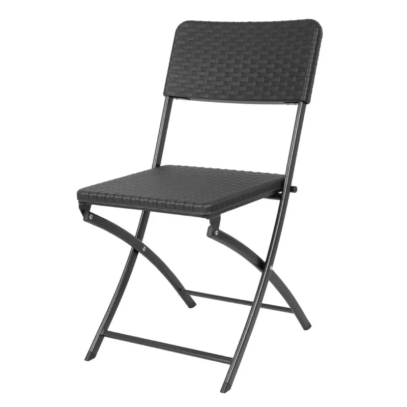 Bolero Rattan Folding Chair Black (2 pack) - Indoor Outdoor Garden, Events, Patio Chairs HS559