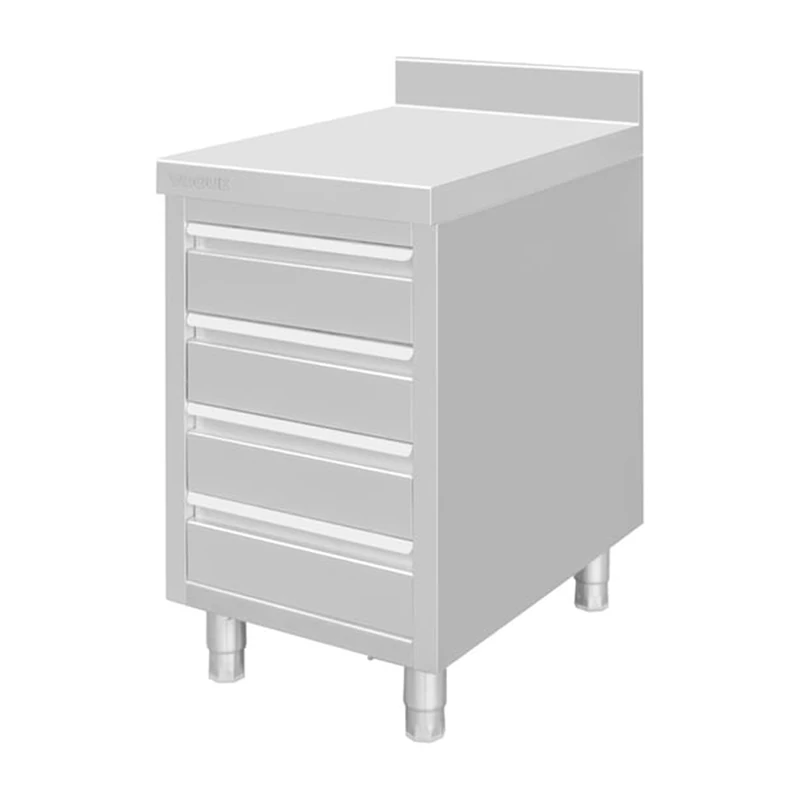 Vogue St/St 4 Drawer Workstation with 100mm Upstand, 900x700x500mm