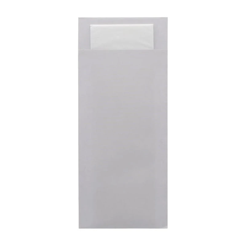 Europochette Classic Sized Sea Salt Cutlery Pouch White 2ply Napkin (Pack 500)