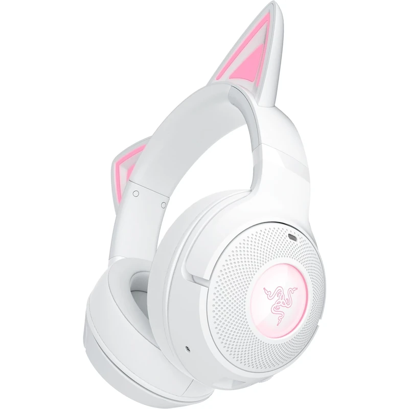 Razer Kraken Kitty V2 BT - Wireless Bluetooth RGB Headset with Kitty Ears for gaming and streaming (325 g, TriForce 40 mm Drivers, Bluetooth 5.2, Noise-cancelling Mics, 40-hour Battery Life) White