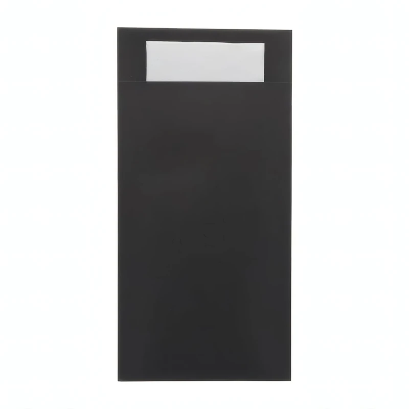 Europochette Royal Sized Black Cutlery Pouch White Soft 2ply Napkin (Pack 250)