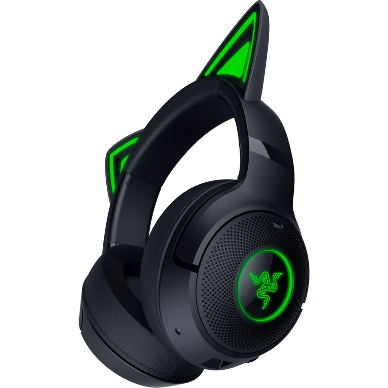 Razer Kraken Kitty V2 BT - Wireless Bluetooth RGB Headset with Kitty Ears for gaming and streaming (325 g, TriForce 40 mm Drivers, Bluetooth 5.2, Noise-cancelling Mics, 40-hour Battery Life) Black