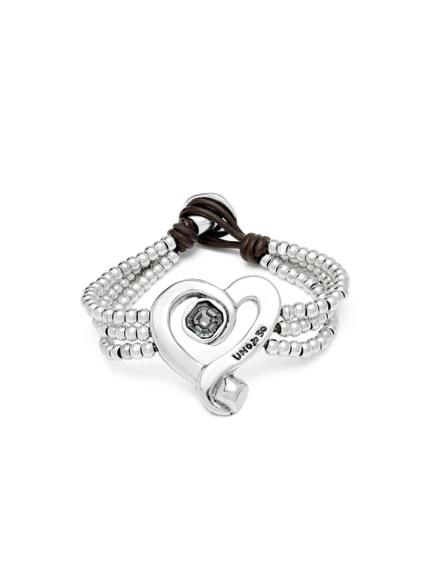 Bracelet of Cuentas with Corazon in Aleacion of Metal Plated in Silver of Sterling with Lens Black Min Perimeter 15,7