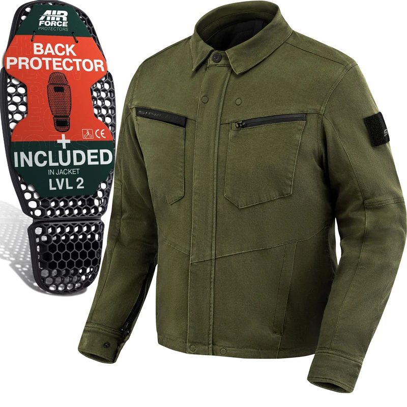 SHIMA Giro Jkt Motorbike Jackets for Men AirForce Back Protector Armour Riding Motorcycle Jacket Stretch Bikers Ventilated Lightweight Armoured Bike Textile Motorcycles (Mens, Khaki, 4XL)