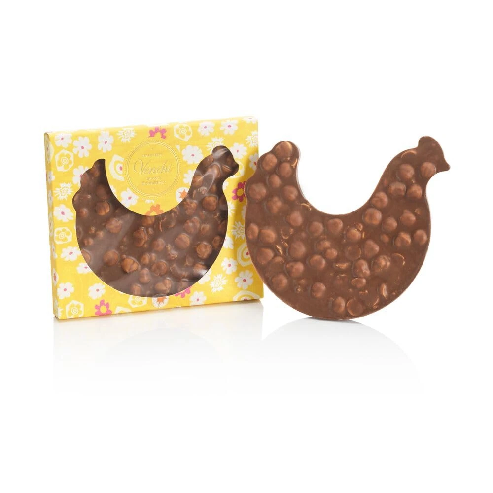 Venchi - Brutto&Buono, Artisan Milk Chocolate Bar with "Piedmont Hazelnut" in the Shape of a Hen, 160 gr, Gluten-Free, Easter Collection, Gift Idea