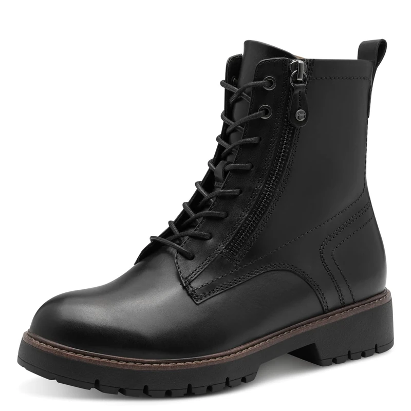 Tamaris Women's Damen Lace Boot Flat 1-25207-45 Ankle, Black (Black Leather), 3.5 UK