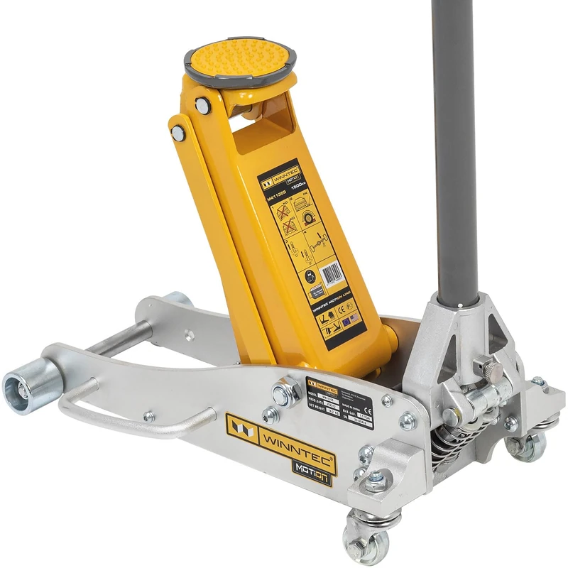 WINNTEC 1.5 Ton Aluminium Hydraulic Trolley Jack with 2-Speed Lowering & Turbo Lift, 90mm to 360mm Lifting Height