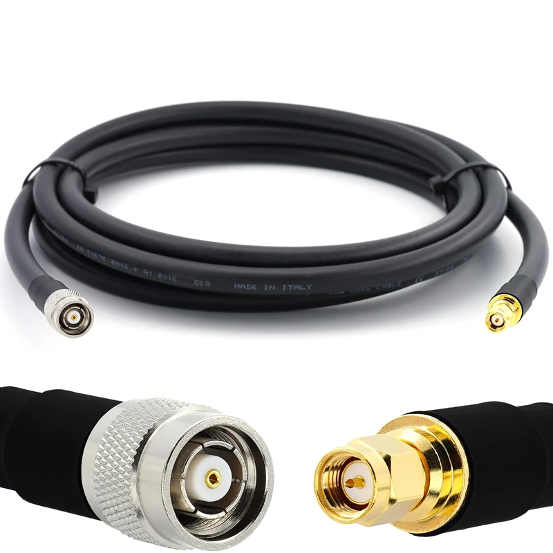 RANGEFUL SMA Male to RP-TNC Male Extension Cable 15m / 49.2ft Jumper Low Loss HF400 Flexible (LMR400 UF UltraFlex equivalent) Coax RF Coaxial (RP TNC — Reverse Polarity TNC, Female Pin)