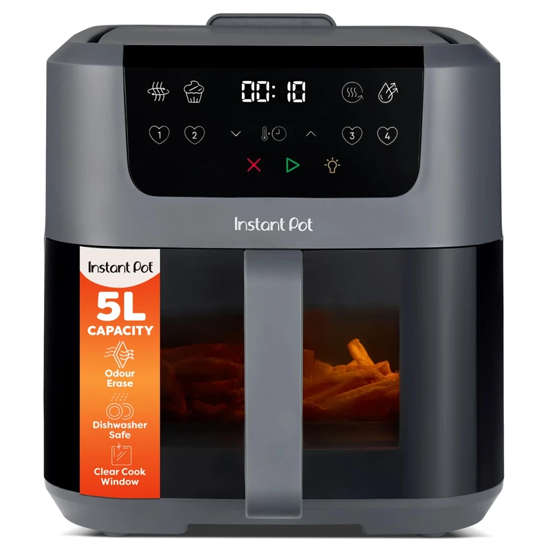 Instant Pot - Vortex Compact Truffle Grey Air Fryer - 5L Basket, Family Size, 4 in 1 - Air Fry, Food Dehydrate, Bake, Reheat, Non-Stick, Easy Clean, Dishwasher Safe, Electric