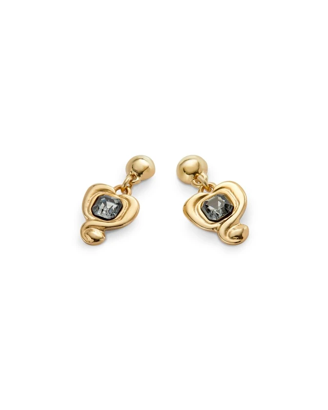 Pendant in Aleaciaón of Metal Plated in Gold 18k with Corazon and Lens Black Mín Longitud: 2,8