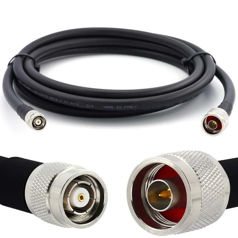 RANGEFUL N Male to RP-TNC Male Extension Cable 15m / 49.2ft Jumper Low Loss HF400 Flexible (LMR400 UF UltraFlex equivalent) Coax RF Coaxial (RP TNC — Reverse Polarity TNC, Female Pin)