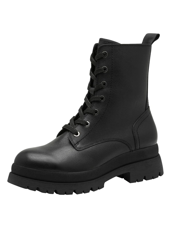 Tamaris Women's Damen Lace Boot Flat 1-25233-45 Ankle, Black (Black Leather), 8 UK
