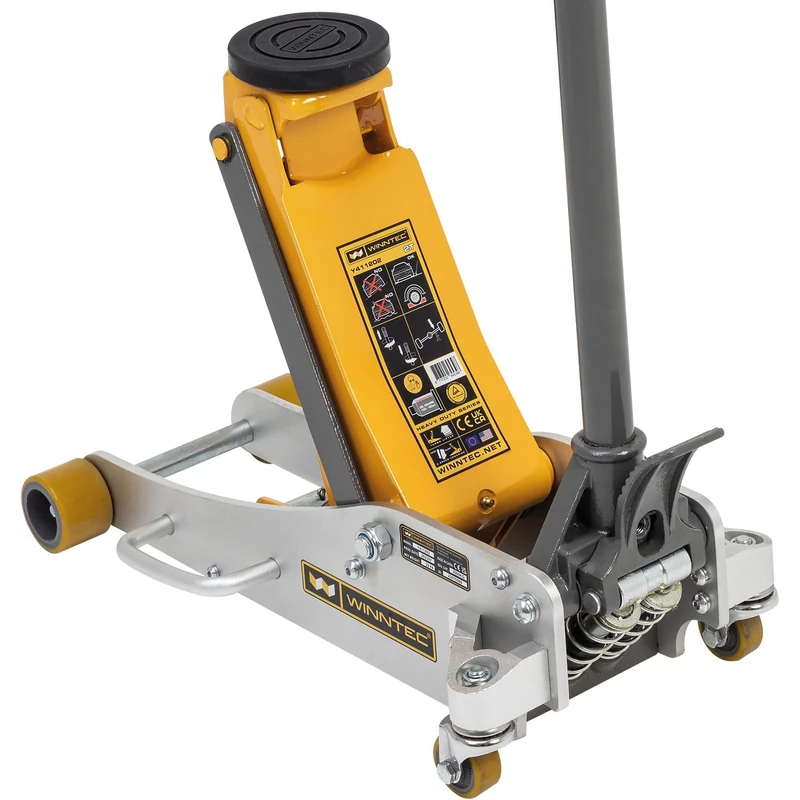 WINNTEC 2 Ton Aluminium & Steel Hydraulic Trolley Jack with 2-Speed Lowering & Turbo Lift, 86mm to 418mm Lifting Height - Image 1