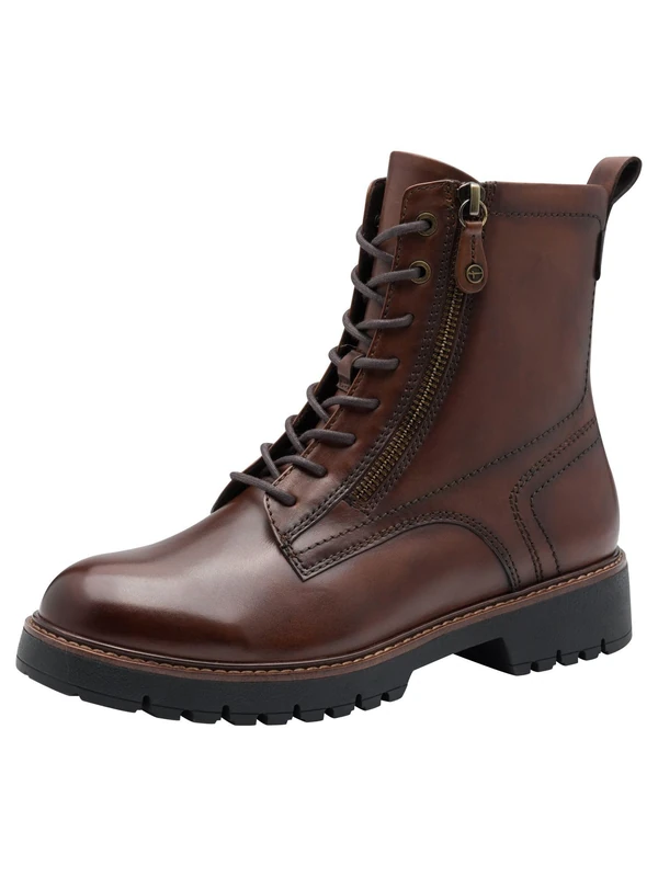Tamaris Women's Lace Boot Flat 1-25207-45 Ankle Boots, Muscat Leather, 38 EU, Muscat leather, 6 UK