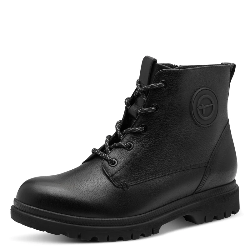 Tamaris Women's Damen Lace Boot Flat 1-25241-45 Ankle, Black (Black Leather), 3.5 UK